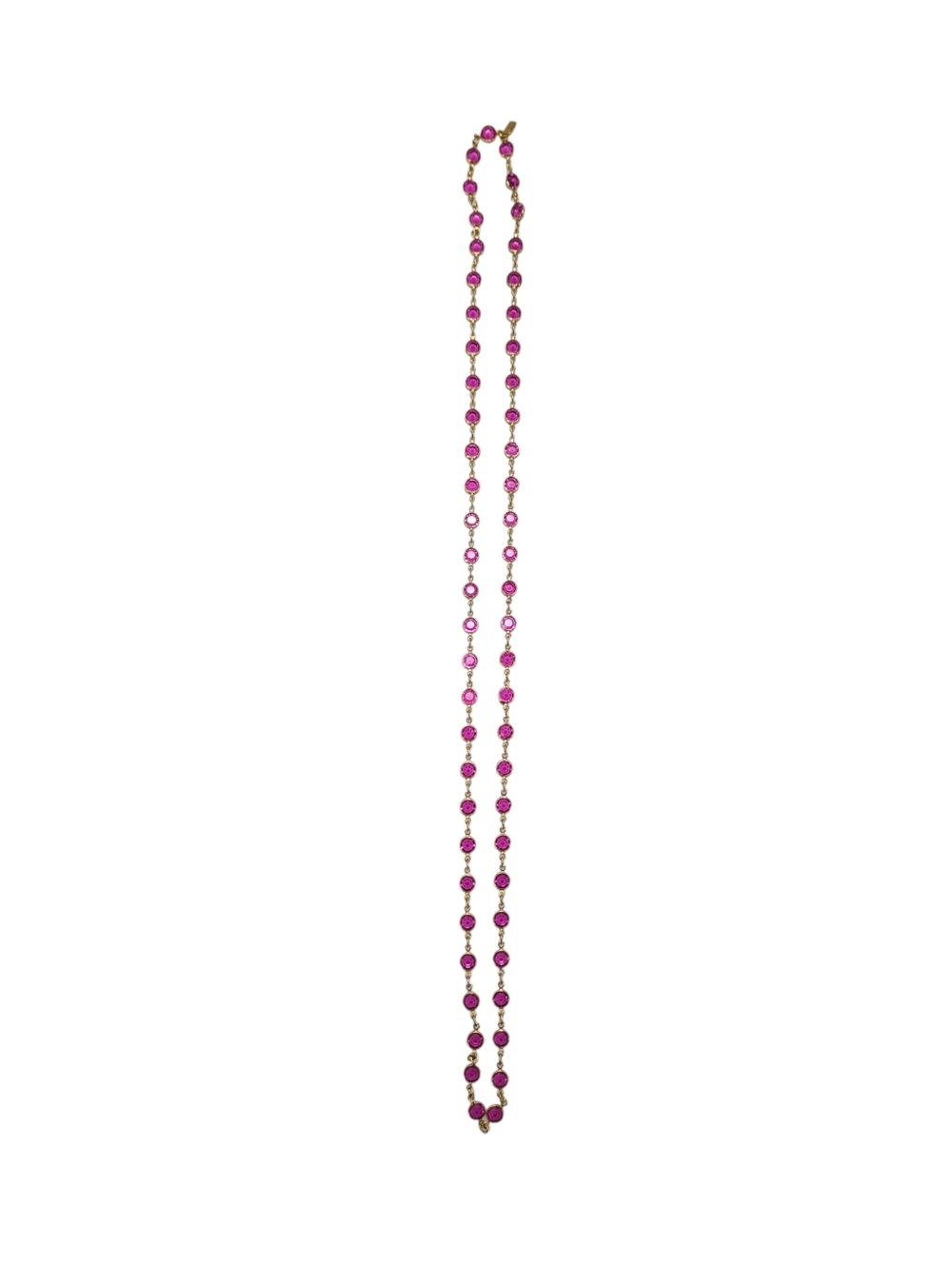 Vintage Swarovski Fuchsia Crystal Station Necklace Long Gold Tone